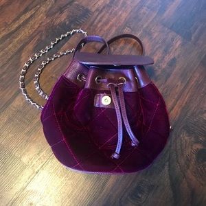 Suede quilted micro messenger bag